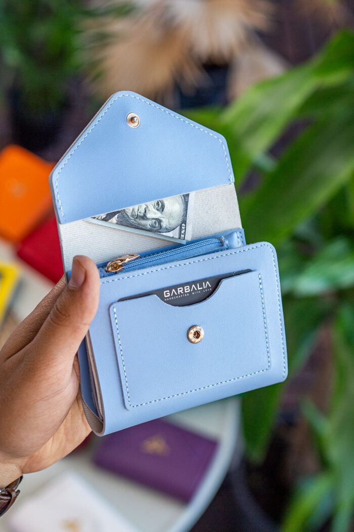 Garbalia Columbia Vegan Deri Bozuk Para Gözlü Bol Kartlıklı Mini Bebe Mavisi Kadın Cüzdanı - Görsel 2