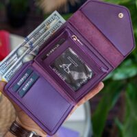 Garbalia Columbia Vegan Deri Bozuk Para Gözlü Bol Kartlıklı Mini Mürdüm Kadın Cüzdanı - Görsel 5