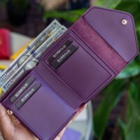 Garbalia Columbia Vegan Deri Bozuk Para Gözlü Bol Kartlıklı Mini Mürdüm Kadın Cüzdanı - Görsel 4