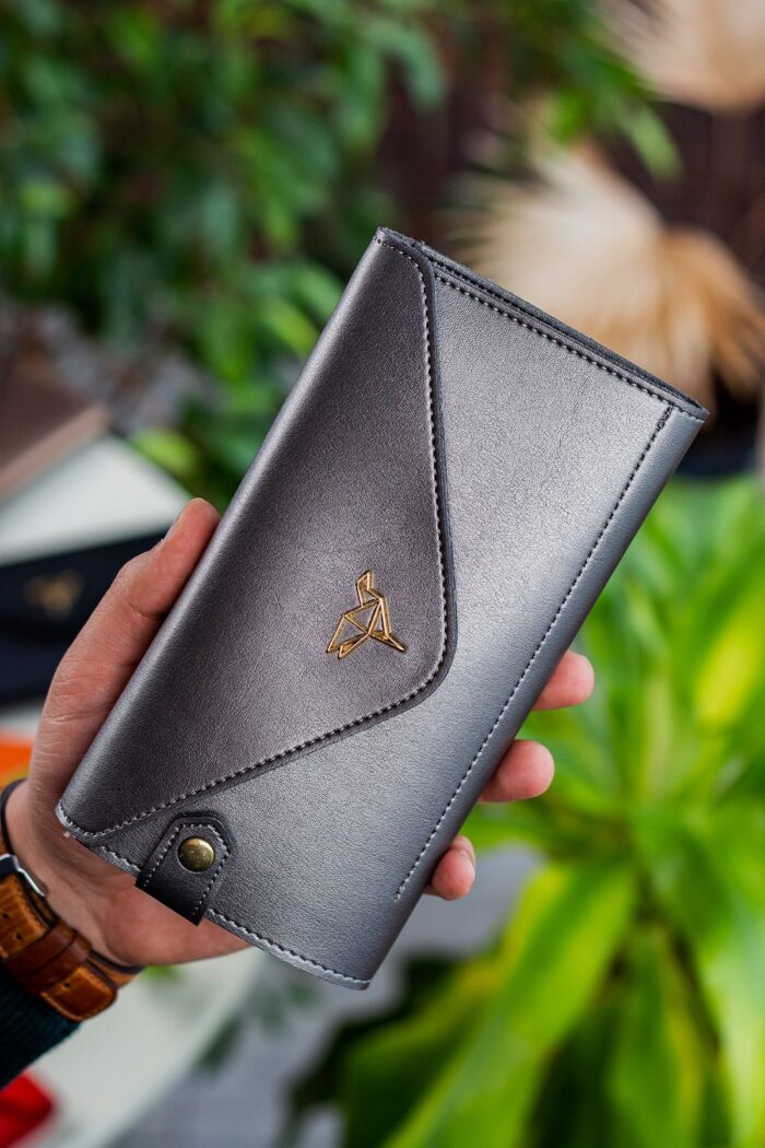 Envelope Telefon ve Bozuk Para Bölmeli Zarf Model Antrasit Kadın Cüzdan - Görsel 4