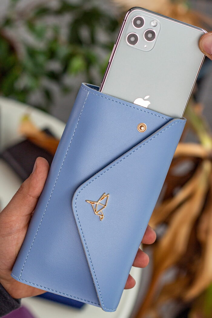 Envelope Telefon ve Bozuk Para Bölmeli Zarf Model Bebe Mavisi Kadın Cüzdan