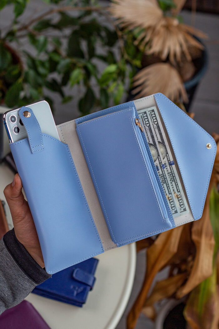 Envelope Telefon ve Bozuk Para Bölmeli Zarf Model Bebe Mavisi Kadın Cüzdan - Görsel 3