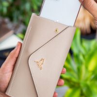 Envelope Telefon ve Bozuk Para Bölmeli Zarf Model Bej Kadın Cüzdan