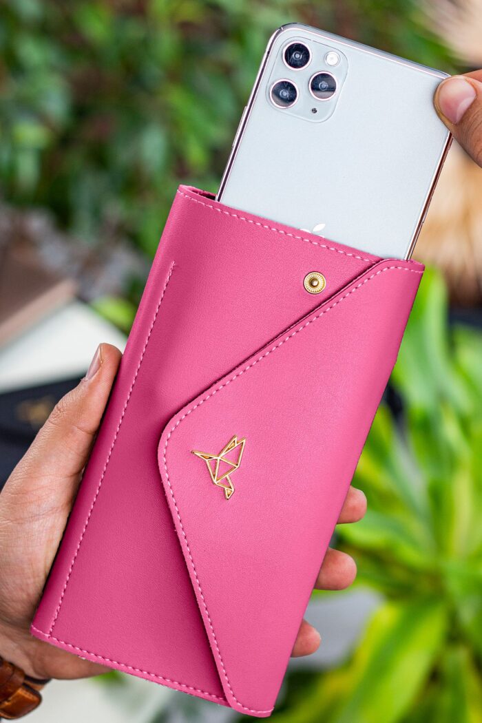 Envelope Telefon ve Bozuk Para Bölmeli Zarf Model Fuşya Kadın Cüzdan