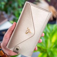 Envelope Telefon ve Bozuk Para Bölmeli Zarf Model Gold Kadın Cüzdan - Görsel 4