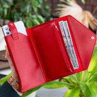 Envelope Telefon ve Bozuk Para Bölmeli Zarf Model Kırmızı Kadın Cüzdan - Görsel 4