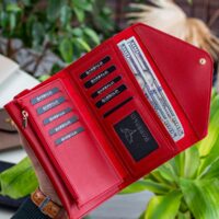 Envelope Telefon ve Bozuk Para Bölmeli Zarf Model Kırmızı Kadın Cüzdan - Görsel 2