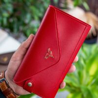 Envelope Telefon ve Bozuk Para Bölmeli Zarf Model Kırmızı Kadın Cüzdan - Görsel 3