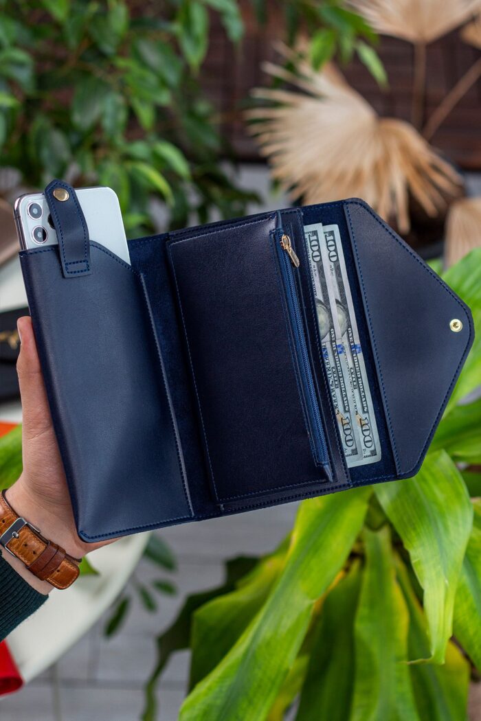 Envelope Telefon ve Bozuk Para Bölmeli Zarf Model Lacivert Kadın Cüzdan - Görsel 3