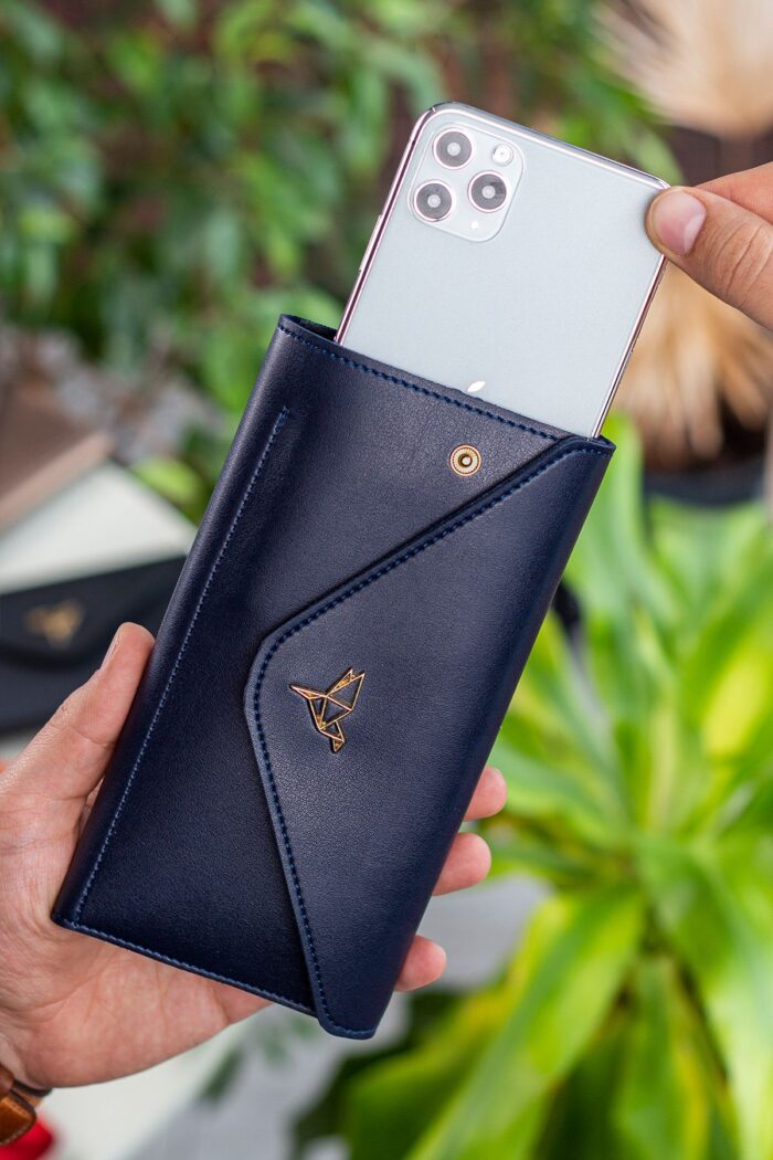 Envelope Telefon ve Bozuk Para Bölmeli Zarf Model Lacivert Kadın Cüzdan