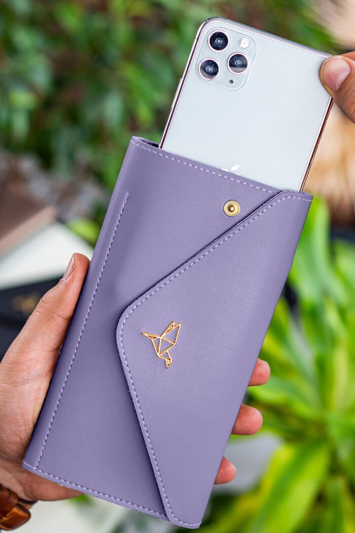 Envelope Telefon ve Bozuk Para Bölmeli Zarf Model Lila Kadın Cüzdan