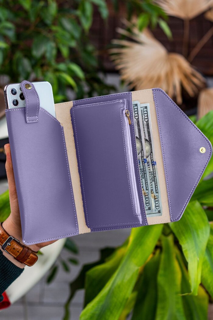 Envelope Telefon ve Bozuk Para Bölmeli Zarf Model Lila Kadın Cüzdan - Görsel 3