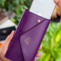 Envelope Telefon ve Bozuk Para Bölmeli Zarf Model Mürdüm Kadın Cüzdan