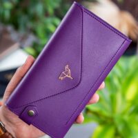 Envelope Telefon ve Bozuk Para Bölmeli Zarf Model Mürdüm Kadın Cüzdan - Görsel 4