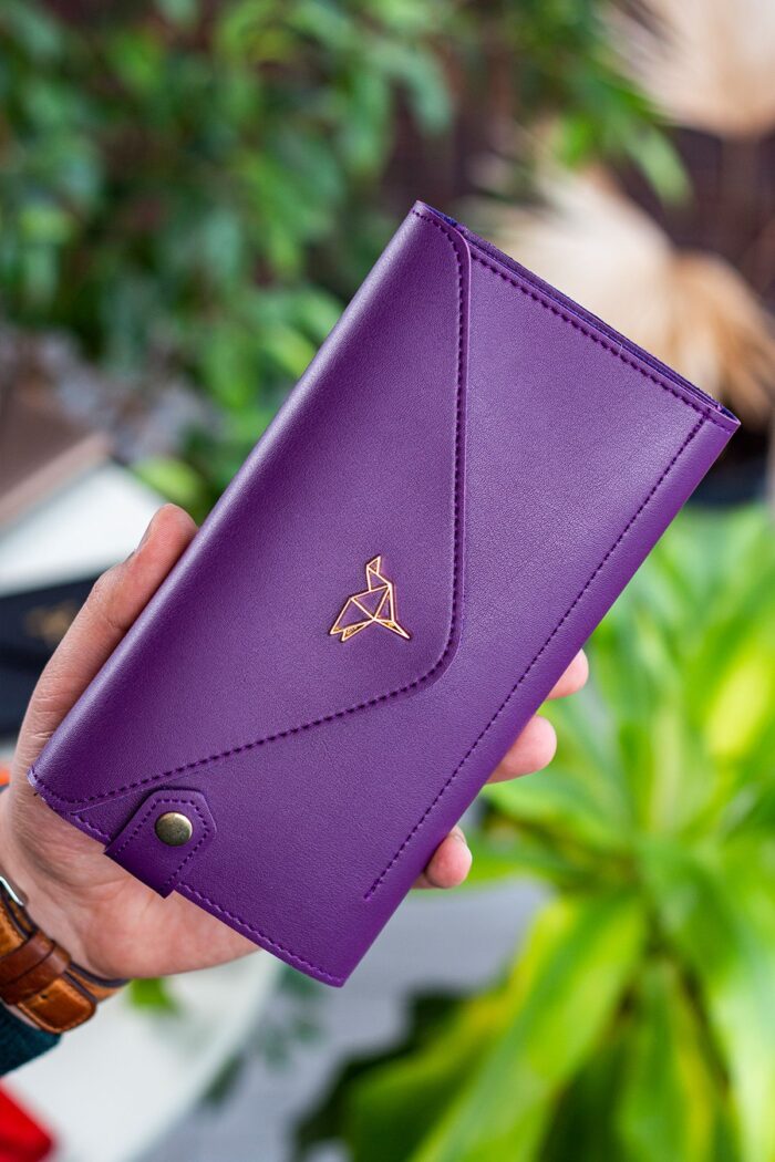 Envelope Telefon ve Bozuk Para Bölmeli Zarf Model Mürdüm Kadın Cüzdan - Görsel 4