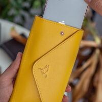 Envelope Telefon ve Bozuk Para Bölmeli Zarf Model Sarı Kadın Cüzdan