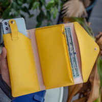 Envelope Telefon ve Bozuk Para Bölmeli Zarf Model Sarı Kadın Cüzdan - Görsel 3
