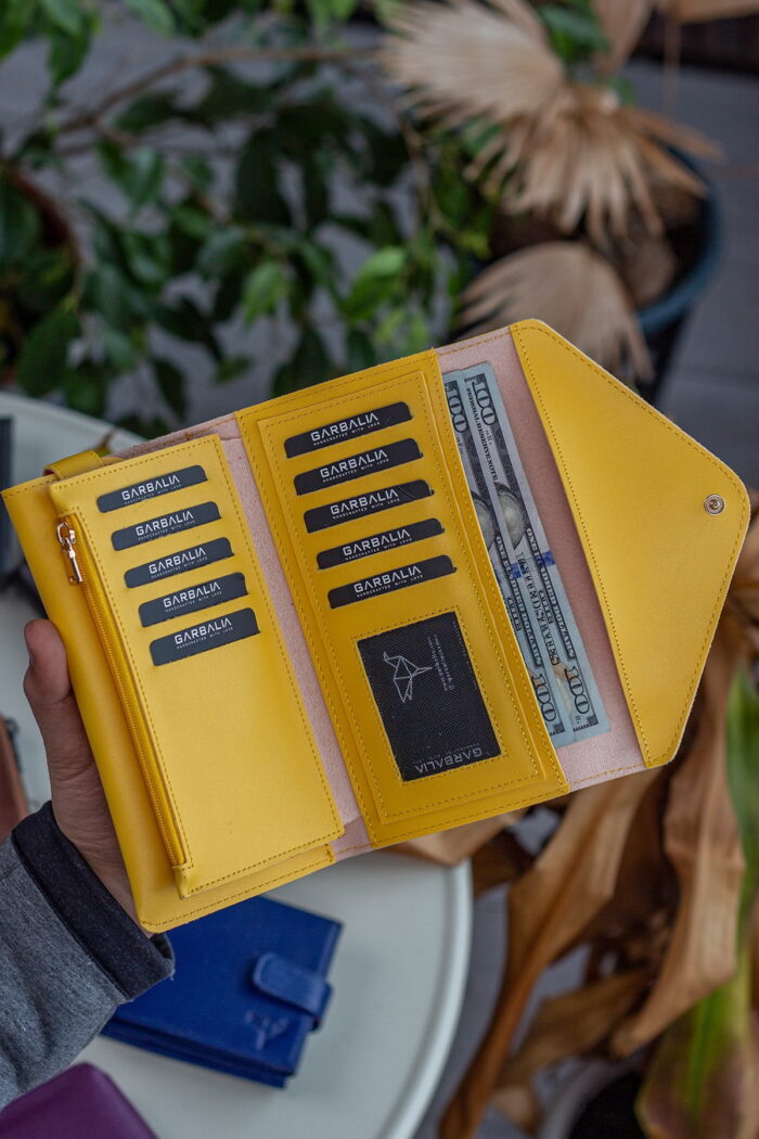 Envelope Telefon ve Bozuk Para Bölmeli Zarf Model Sarı Kadın Cüzdan - Görsel 2