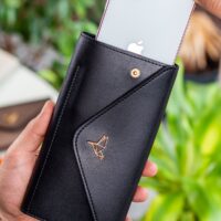 Envelope Telefon ve Bozuk Para Bölmeli Zarf Model Siyah Kadın Cüzdan
