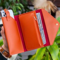 Envelope Telefon ve Bozuk Para Bölmeli Zarf Model Turuncu Kadın Cüzdan - Görsel 3