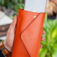 Envelope Telefon ve Bozuk Para Bölmeli Zarf Model Turuncu Kadın Cüzdan