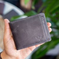 Garbalia Kanguru Hakiki Deri RFID Engelleyici Crazy Gri Cüzdan Kartlık - Görsel 6