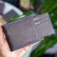 Garbalia Kanguru Hakiki Deri RFID Engelleyici Crazy Gri Cüzdan Kartlık