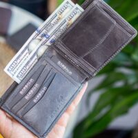 Garbalia Kanguru Hakiki Deri RFID Engelleyici Crazy Gri Cüzdan Kartlık - Görsel 2