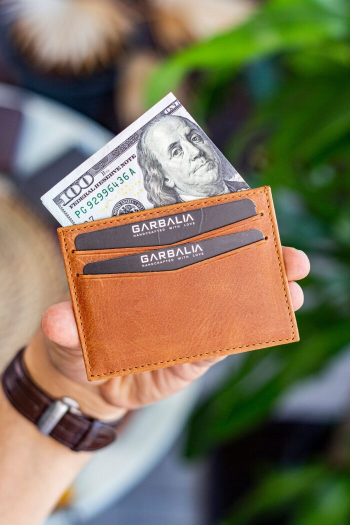 Garbalia Kanguru Hakiki Deri RFID Engelleyici Crazy Taba Cüzdan Kartlık - Görsel 4