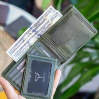 Garbalia Kanguru Hakiki Deri RFID Engelleyici Crazy Yeşil Cüzdan Kartlık - Görsel 3