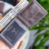 Garbalia Liverpool Hakiki Deri RFID Engelleyici Bozuk Para Bölmeli Yatay Crazy Gri Erkek Cüzdan - Görsel 6