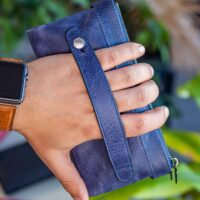 Garbalia Roosevelt Hakiki Deri Telefon Bölmeli El Saplı Crazy Lacivert Unisex Portföy Cüzdan - Görsel 3
