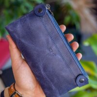 Garbalia Roosevelt Hakiki Deri Telefon Bölmeli El Saplı Crazy Lacivert Unisex Portföy Cüzdan - Görsel 5