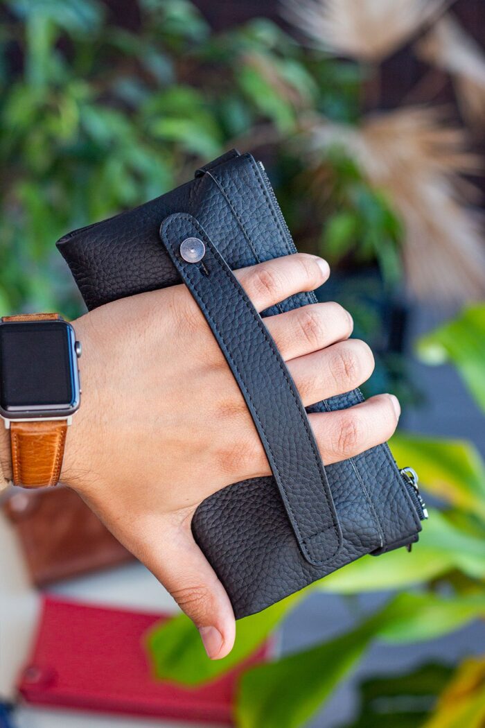 Garbalia Roosevelt Hakiki Deri Telefon Bölmeli El Saplı Siyah Unisex Portföy Cüzdan - Görsel 3