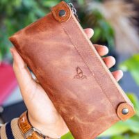 Garbalia Roosevelt Hakiki Deri Telefon Bölmeli El Saplı Crazy Taba Unisex Portföy Cüzdan - Görsel 3