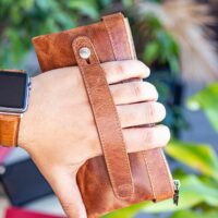Garbalia Roosevelt Hakiki Deri Telefon Bölmeli El Saplı Crazy Taba Unisex Portföy Cüzdan - Görsel 6