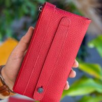 Garbalia Roosevelt Hakiki Deri Telefon Bölmeli El Saplı Kırmızı Unisex Portföy Cüzdan - Görsel 4