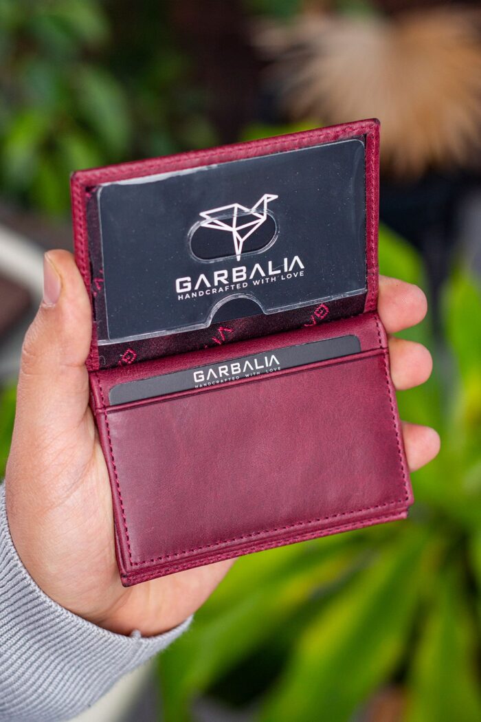 Garbalia Vera Crazy Deri Minimal Bordo Kartlık - Görsel 3