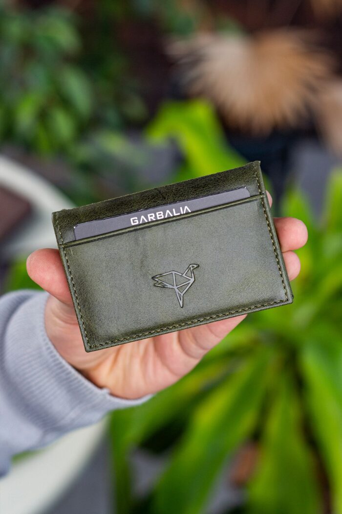 Garbalia Vera Crazy Deri Minimal Yeşil Kartlık