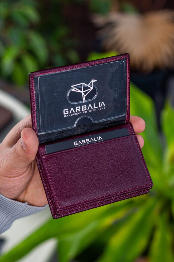 Garbalia Vera Hakiki Deri Minimal Bordo Kartlık - Görsel 3