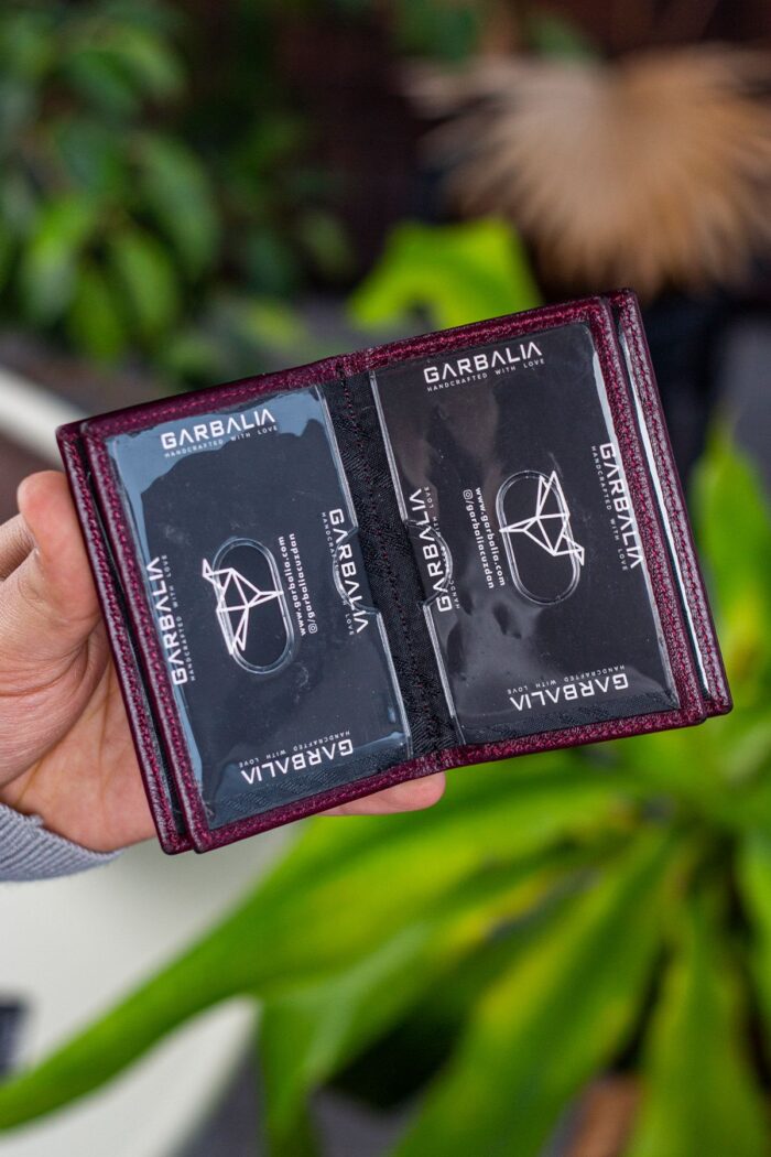 Garbalia Vera Hakiki Deri Minimal Bordo Kartlık - Görsel 2