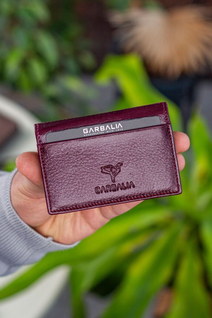 Garbalia Vera Hakiki Deri Minimal Bordo Kartlık