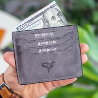Garbalia Walteria Vintage Deri Mini Unisex Gri Kartlık