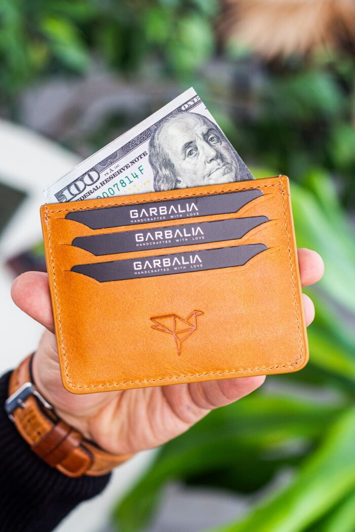 Garbalia Walteria Vintage Deri Mini Unisex Hardal Sarısı Kartlık
