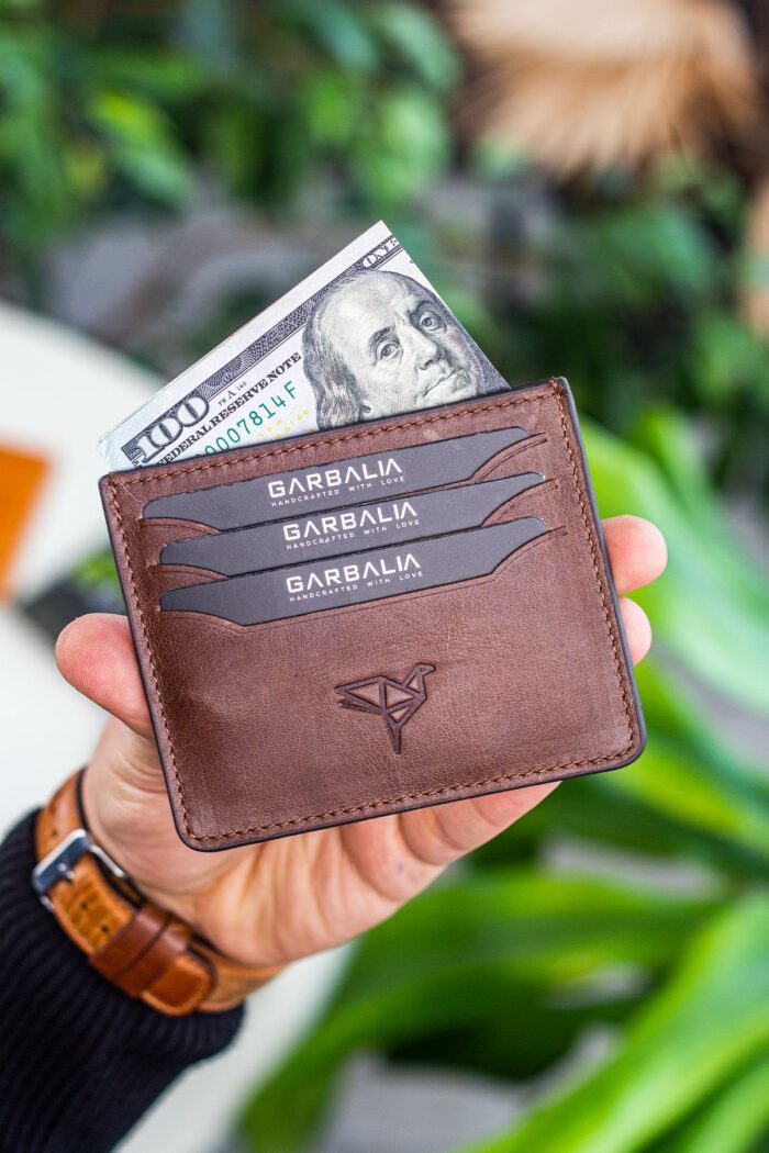 Garbalia Walteria Vintage Deri Mini Unisex Kahverengi Kartlık