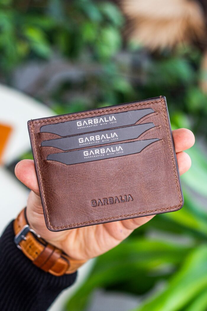 Garbalia Walteria Vintage Deri Mini Unisex Kahverengi Kartlık - Görsel 2