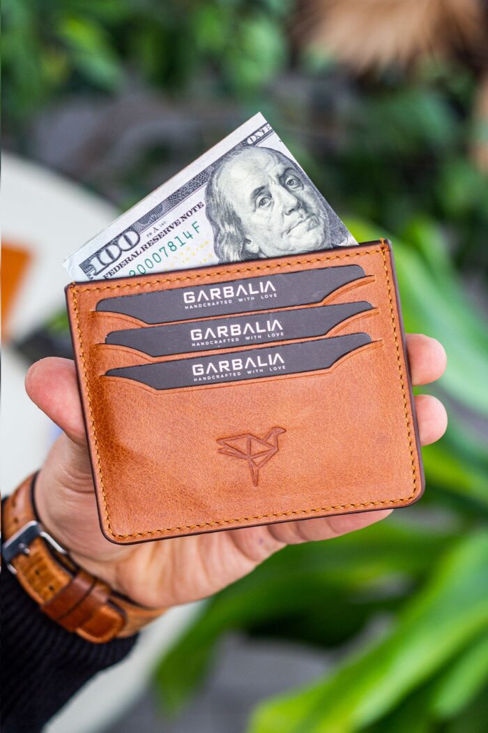 Garbalia Walteria Vintage Deri Mini Unisex Taba Kartlık