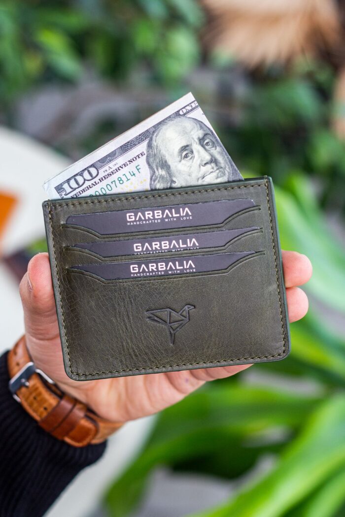 Garbalia Walteria Vintage Deri Mini Unisex Yeşil Kartlık