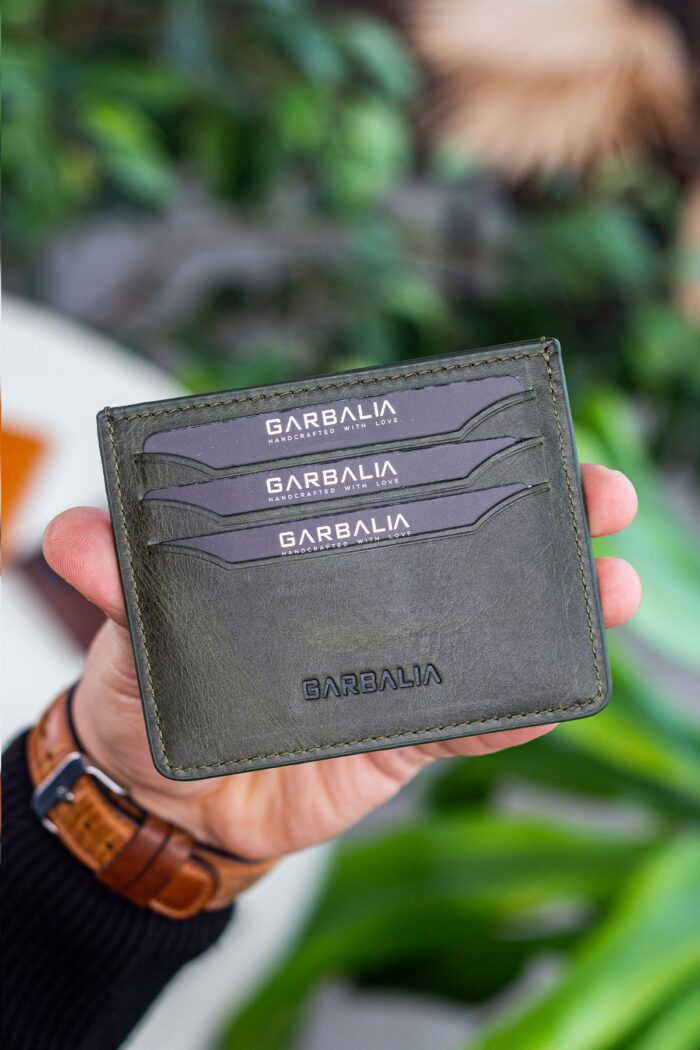 Garbalia Walteria Vintage Deri Mini Unisex Yeşil Kartlık - Görsel 2