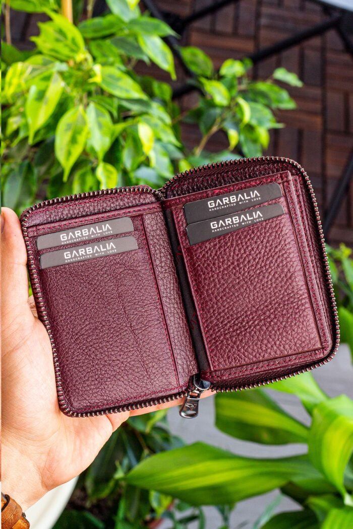 Garbalia Chain Hakiki Deri Bordo Erkek Cüzdanı - Görsel 3
